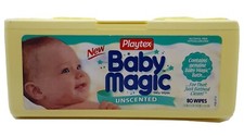 Vintage 2000 Playtex Baby Magic EMPTY baby Wipes Container Prop Staging