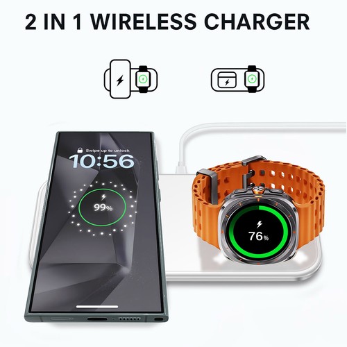 2in1 Wireless Charger Charging Pad For Samsung Galaxy Watch Ultra/7/6/5 S24 S23+ - Picture 14 of 26