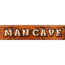 Man Cave Bulb Novelty 24"x5" Metal Street Sign Plaque Home Door Garage Wall