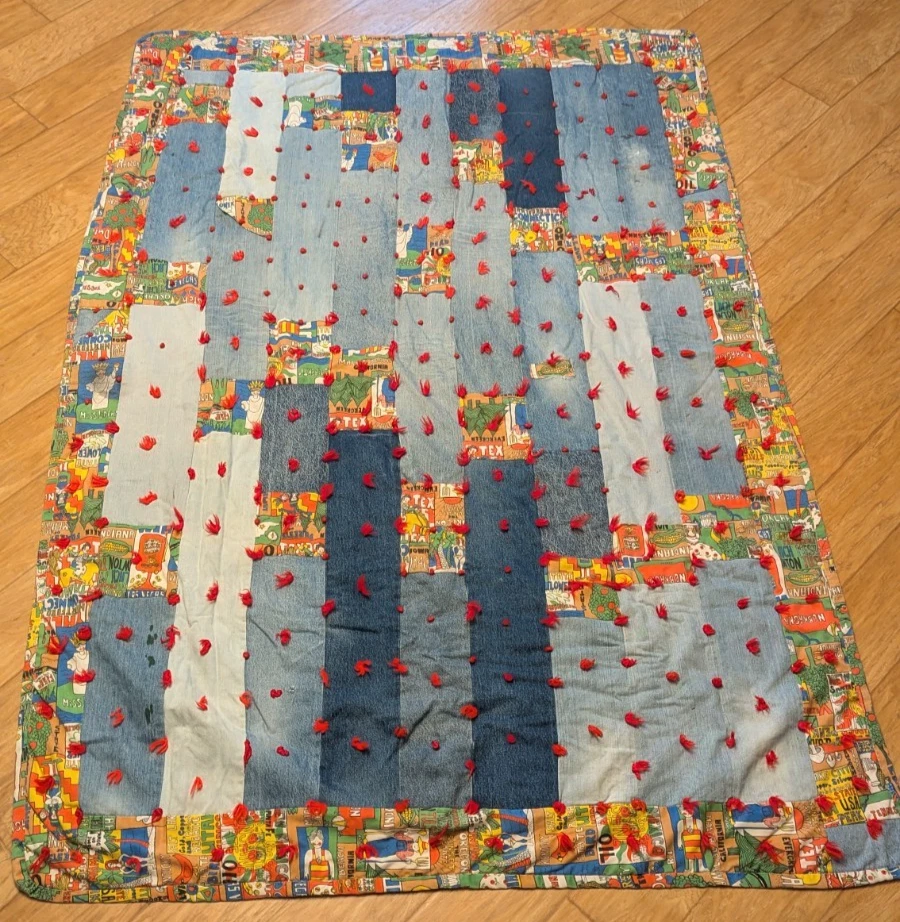 Vintage Handmade Quilt Patchwork Grandma Quilt Cottage Core Farmhouse Blanket - Image 2 of 4