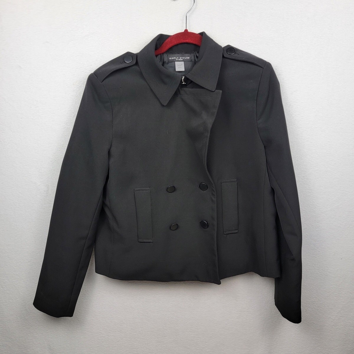 Simply Styled by Sears Sz L Double Button Womens Essential Blazer Black Jacket View 2