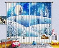 3D Snowflakes Trees Moon ZHUA1819 Photo Curtain Window Blockout Fabric Amy 2023