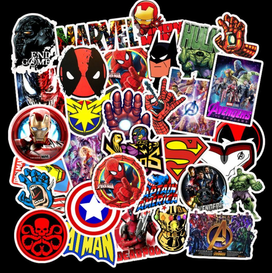 50pcs Marvel Avengers Skateboard Bike Vinyl Sticker Phone Luggage