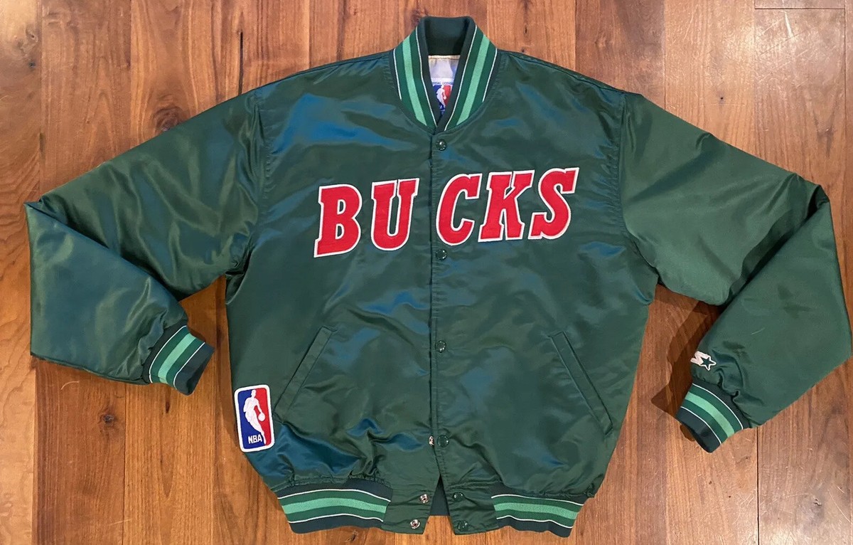 Milwaukee Bucks 80s NBA Starter Green Red Satin 90s Vtg Milwaukee Bucks 80s NBA Starter Green Red Satin 90s Vtg