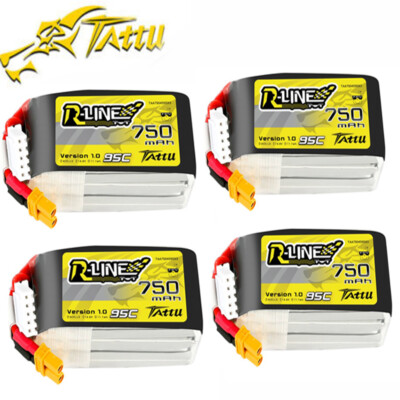 4X Tattu R-Line 750mAh 14.8V 4S 95C Lipo Akku XT30 Stecker Für FPV Size 100 -180