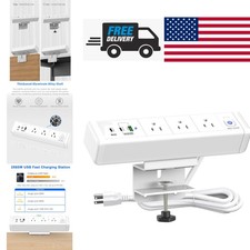 Three Outlet Desk Power Strip with Fast Charging USB Ports and On Off Switch