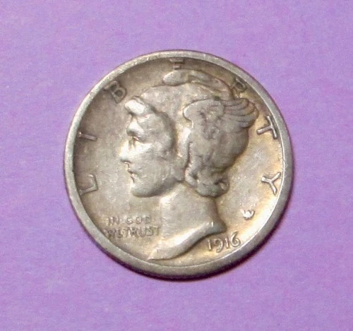 1916 S Mercury Dime with Fine Details