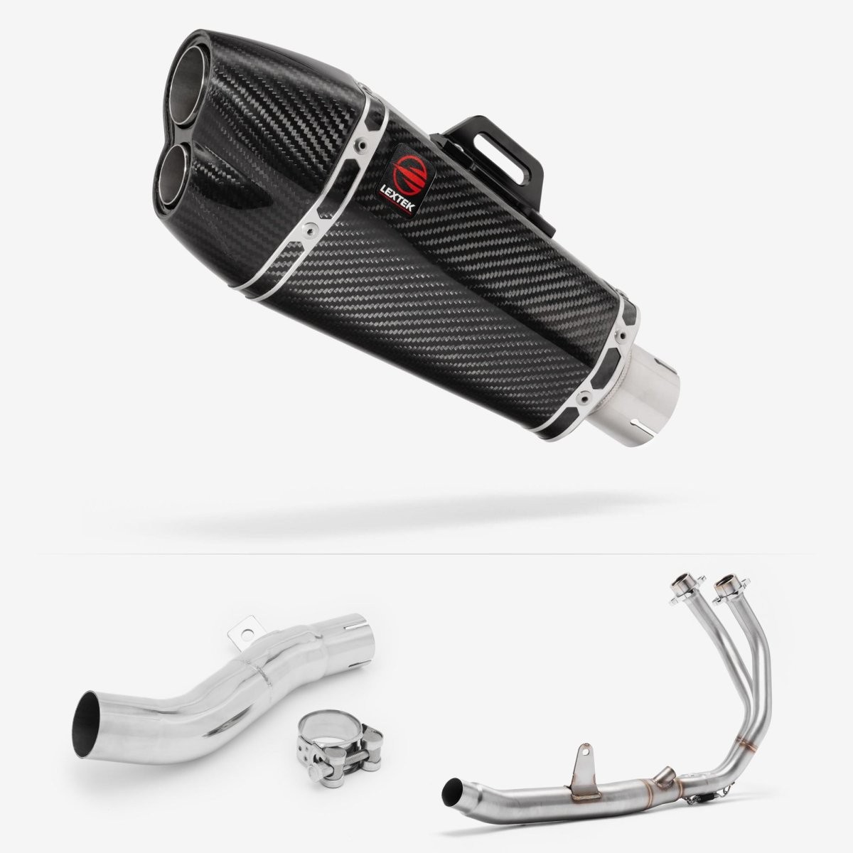Lextek Carbon Fibre XP13C 210mm Exhaust System for Honda CB500X (16-18) Silencer