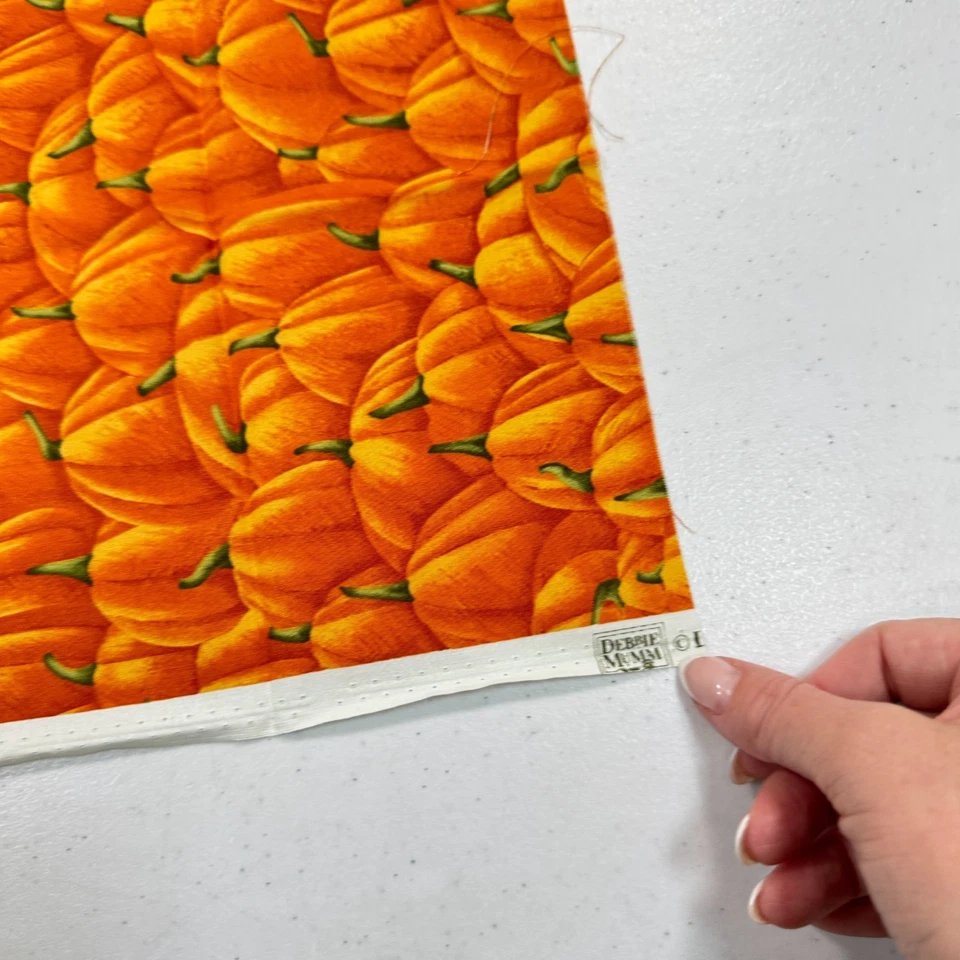 vintage debbie munn quilting fabric cotton orange pumpkins fall harvest 19x22 - Image 4 of 4