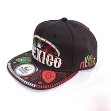 Mexico Embroidered Snapback Cap Khaki/Black Random Color Hip-Hop Flat Brim Hat