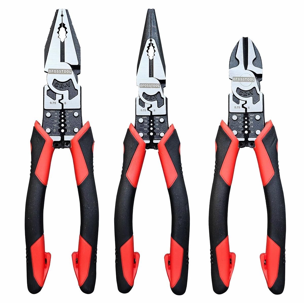 3PCS Combination Pliers Set, 9 In 1 Multifunction Electrician Tool, 8.5" Long...