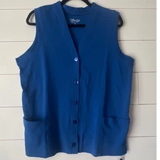 NWOT Ultra Soft Royal blue cotton polyester basic vest with pockets Medium