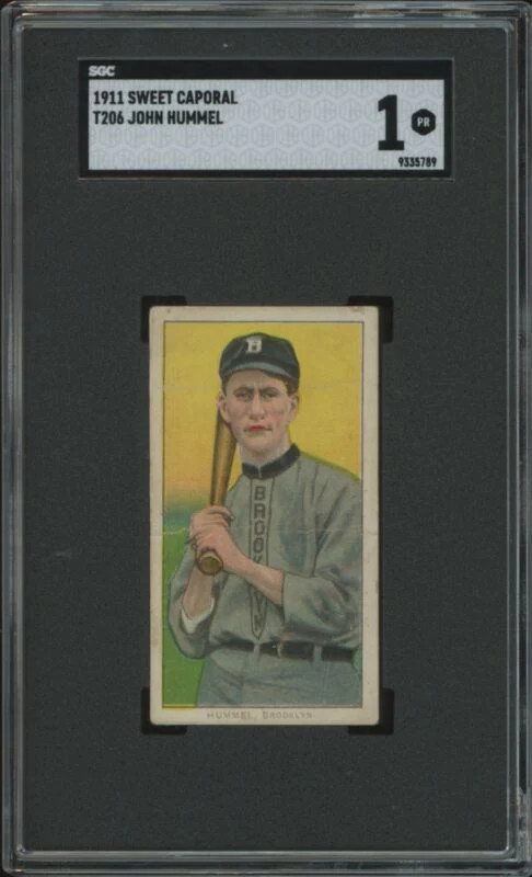 1909 T206 JOHN HUMMEL POOR SWEET CAPORAL 350-460 SGC 1 BROOKLYN SUPERBAS