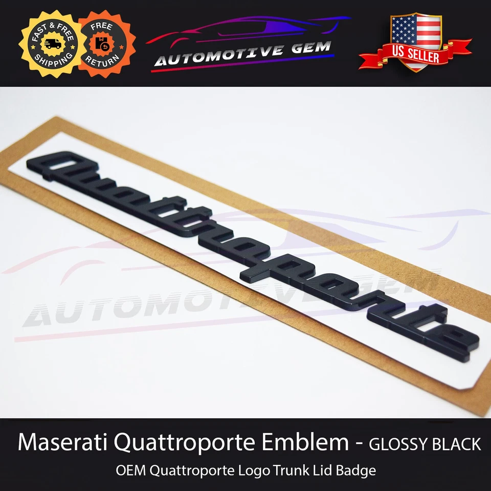 Maserati Quattroporte Emblem Gloss Black Trunk Lid Logo Badge Sticker OEM - Image 3 of 3