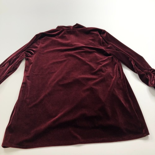Cárdigan de terciopelo Susan Graver pequeño para mujer frente abierto top blusa roja - Imagen 9 de 15