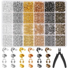 2220 Pieces Crimp Beads for Jewelry Making, Knot Covers, Crimp Tubes and Wire...