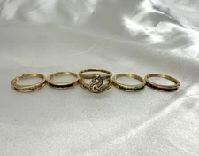 Interchangeable Ring Jacket Bands 10k Gold Diamond Emerald Sapphire Ruby Stack