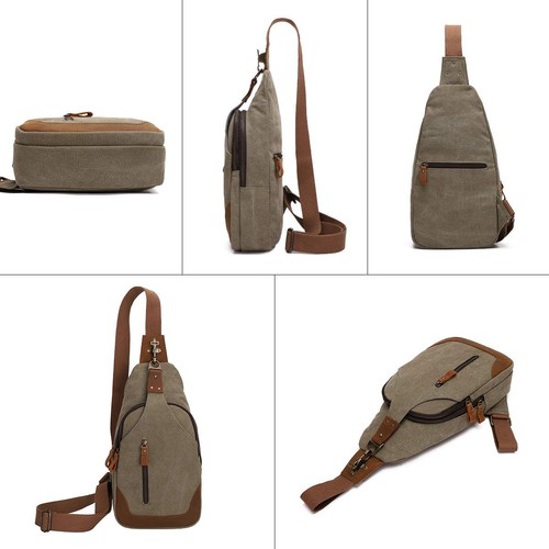 Canvas Sling Bag Crossbody Backpack Shoulder Casual Rucksack for Men Women - Foto 6 di 7
