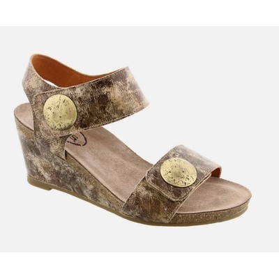 TAOS CAROUSEL 2 Metallic Multi Taupe Womens Size 38 US 7-7.5 Wedge Shoes Heel