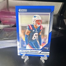 Panini 2024 Donruss Christian Gonzalez Blue Press Proof #77 Patriots Card