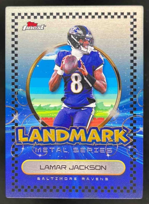 2025 Topps Finest Lamar Jackson Landmark Metal Series #LMS-11 Baltimore Ravens