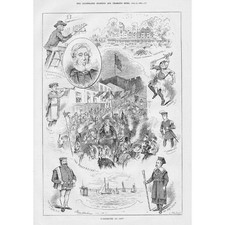 TEIGNMOUTH Devon The Town En Fete - Antique Print 1883