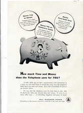 Magazine Ad - 1955 - AT&T / Bell System - Piggy Bank