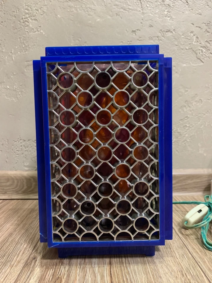 Lámpara giratoria soviética vintage URSS años 70 patrón geométrico luz ámbar Foto 4 de 4