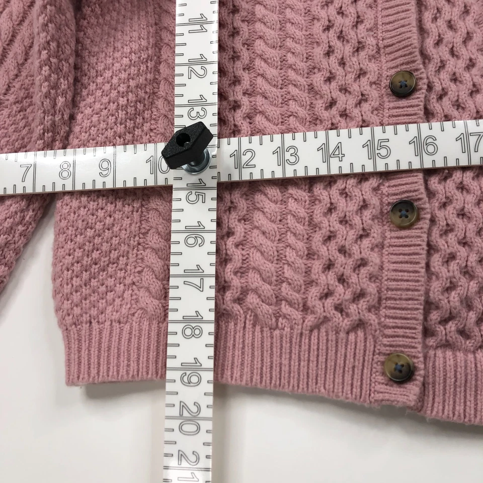 Mini Boden Niñas 9-10 Mezcla de Lana Botón Cárdigan Pescador Suéter Rosa Foto 4 de 4