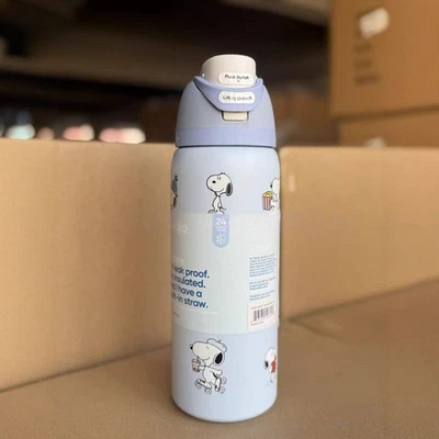 AS SHOW New Blue Snoopy Water Bottle Owala 32oz Stainless Steel Exclusive Edition