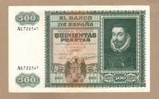 SPAIN: 500 Pesetas Banknote,(VF/XF),P-119a, 09.01.1940,No Reserve!