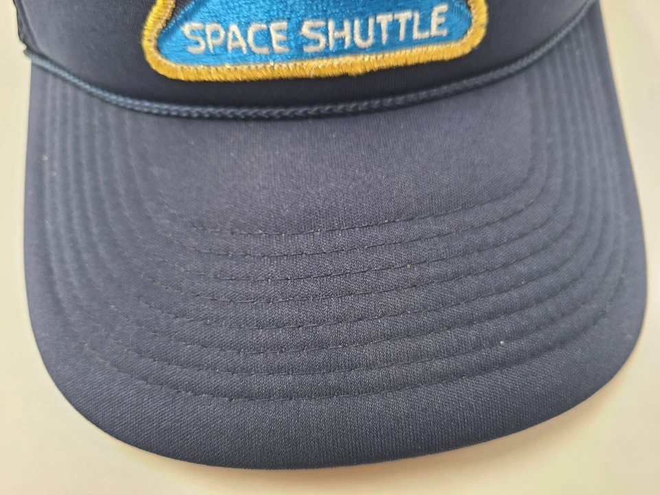 Vintage Space Shuttle Patch Mesh Trucker Snapback Hat Cap Polyester NASA Blue - Image 3 of 4