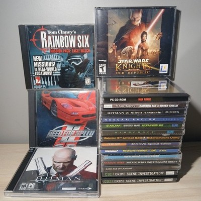 Vintage PC Games LOT of 17 Star Wars Hitman Rainbow Six Need For Speed Max Payne