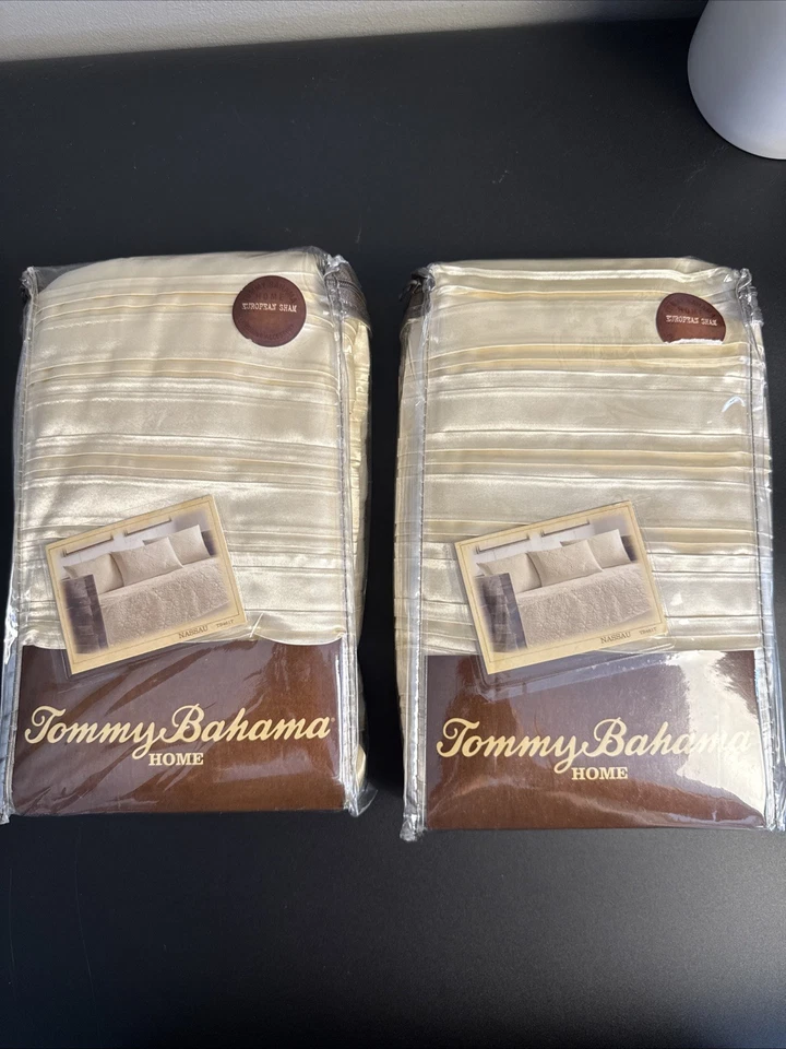 Juego de 2 fundas plisadas Tommy Bahama Home Euro nuevas en paquete marfil Nassau 26 X 26 Foto 2 de 4
