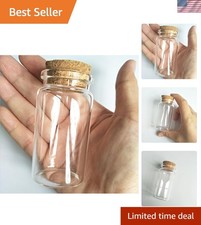 Charming Set of 6 Clear Glass Bottles - 50ml with Cork Stopper for Decorations