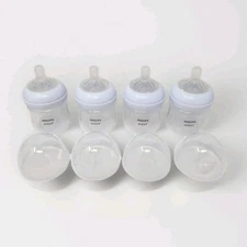 4 Pack Philips AVENT Natural Baby Bottle with Natural Response Nipple, Clear 4oz