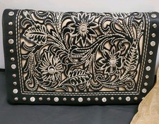 P G Cowgirl Purse Western Handbag Laser Cut Shoulder Bag Rhinestones Wrist NWT