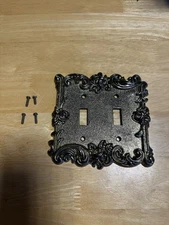 American Tack & Hardware Double Wall Plate Light Switch Floral 1967 #60TT