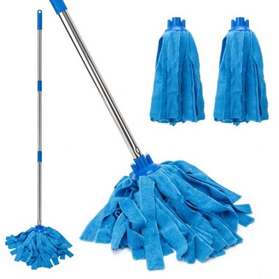 Mop, Microfiber Cloth Mops for Floor Cleaning, One Pole with Two Microfiber C...