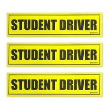 Set of 3 Student Driver Magnet - Reflective Sign for Car Black,yellow