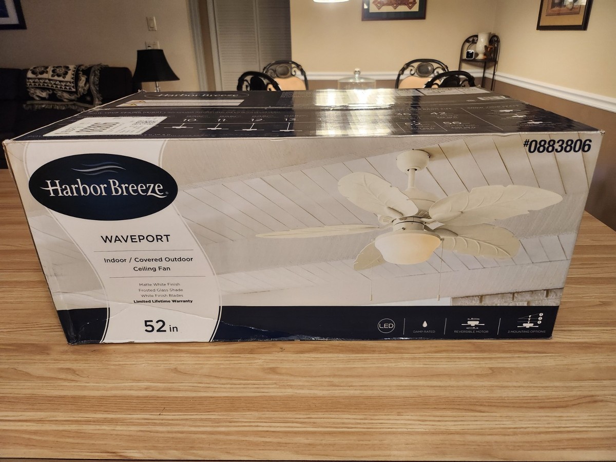 Harbor Breeze Waveport 52-in White LED Indoor/outdoor Ceiling Fan