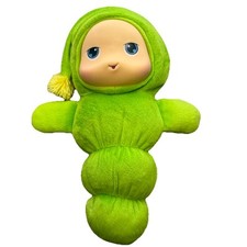 Hasbro Playskool Glo Worm Lullaby 2009 Glow 10" Green Plush Light Up Works