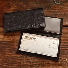 Matte Black Alligator Checkbook Cover Amish-Made Genuine Alligator Check Holder