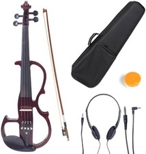 Cecilio Silent Electric Solid Wood Violin w/ Ebony Fittings, Electric Violin Kit