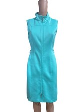 Tommy Hilfiger Women’s sheath dress 6 mock neck full front zip mint green