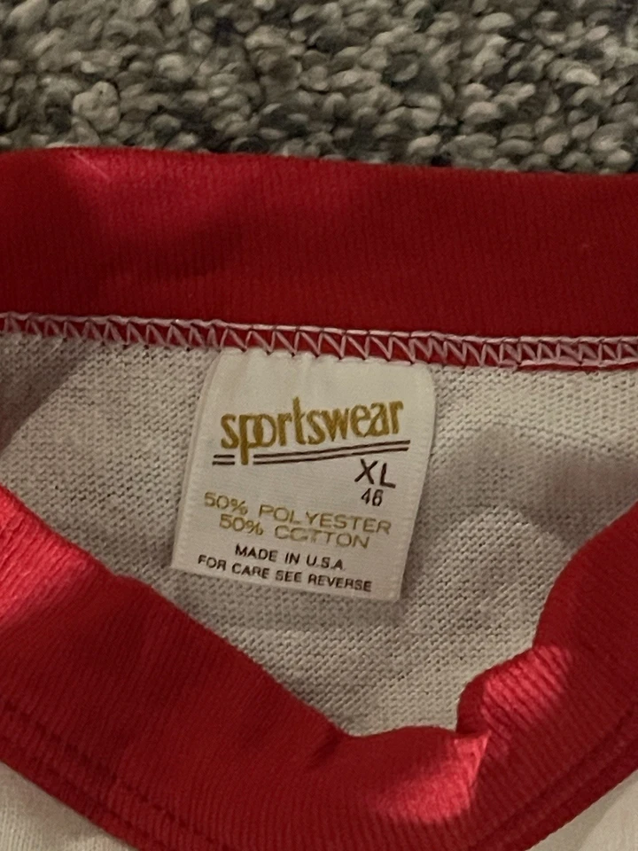 Nebraska Huskers Shirt XL White Red 3/4 Sleeve Raglan Vintage Rare - Image 3 of 4