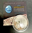 2019 Apollo 11 50th Anniversary Proof 999 Fine Silver Dollar Coin 26.73g Space