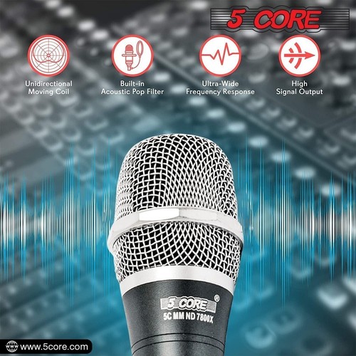 5Core XLR Microphone Dynamic Mic Karaoke Singing Studio Microfono Handheld Mics - Picture 14 of 17