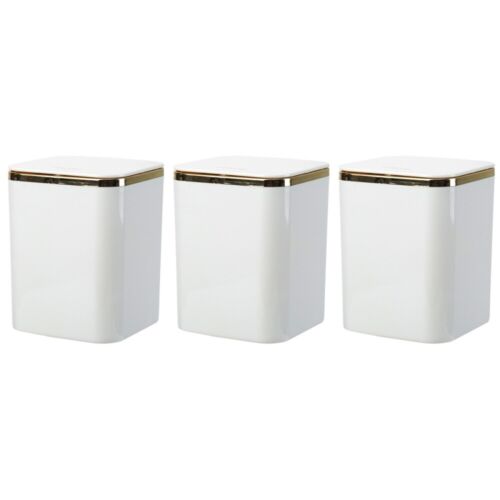 3pcs White PPP Mini Trash Can Office Desk Trash Can Container With Lid-