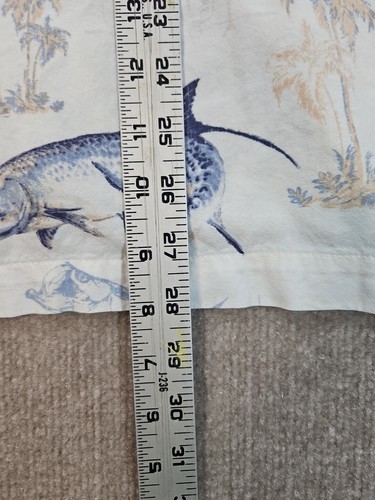 Magellan Sportswear Short Sleeve Button Shirt Medium Fish Print Vented Palm Tree - Picture 7 of 10